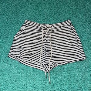 Aerie Navy and White Striped Terry Clothe Shorts
